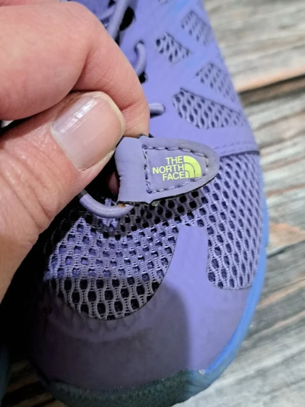 The North Face Litewave Flow Kids' water shoes purple and green with mesh upper